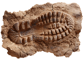 Boot print in cracked mud a textured earth impression