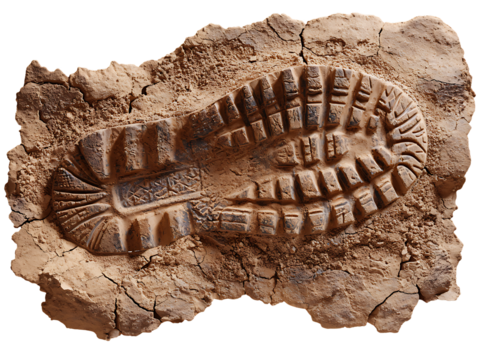 Boot print in cracked mud a textured earth impression