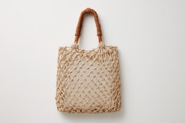 Beige woven tote bag with tan handles