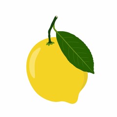 Minimalist Illustration of a Lemon with Leaf