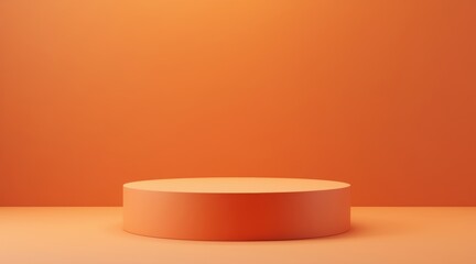 Minimalist orange podium on a soft orange background