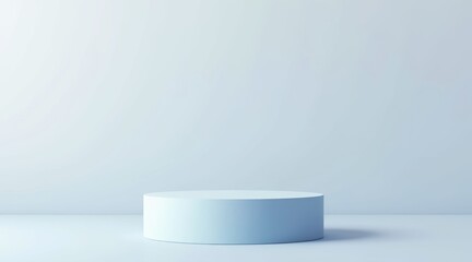 Minimalist light blue cylinder pedestal stage for product display