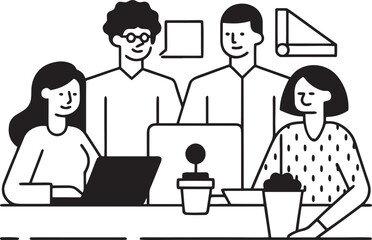 Diverse group of people collaborating at a table with laptops and plants diversity collaboration