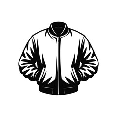 Monochrome vector illustration of a bomber jacket with pockets