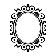 Elegant Black and White Oval Frame with Decorative Elements