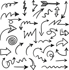 Hand Drawn Arrow Doodle Set – Vector Sketch Arrows Collection Isolated on White Background