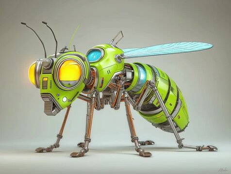 bee, ant, cartoon, insect, bug, animal, fly, robot, cyberpunk, vector, illustration, nature, pest, mosquito, character, insects, cute, funny, toy, design, caterpillar, art, wing, cockroach, happy,