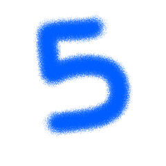 Creative Blue Number 5 Spray Paint Style Illustration – Unique Blurred Digit Art for Posters, Education, and Graphic Design Projects

