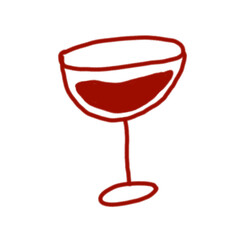 Minimalist Hand-Drawn Red Wine Glass Illustration – Simple Line Art Beverage Icon for Menu, Bar, Party, and Celebration Design