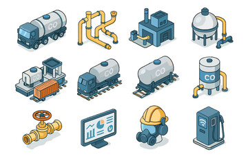 Loading station vector dock logistics capture fuel icon carbon icons tank pipeline