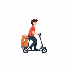 Man delivering packages on an electric scooter, representing modern urban logistics and fast delivery services