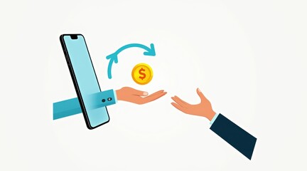 Digital money transfer between two hands via smartphone