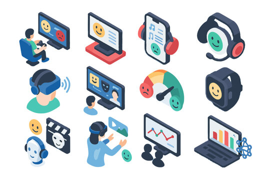 Personalized tracker emotional engagement ai icon mood player emotion vector response interactive