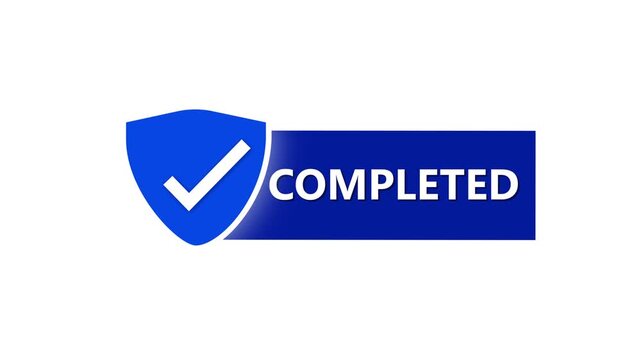 Verified company logo animation. Reliable premium shield for business branding. Professional success badge animation. Blue shield checkmark identity guarantee.