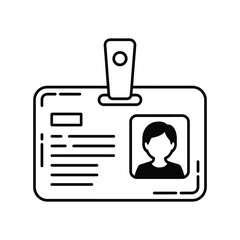 Identification badge line icon employee card vector illustration design