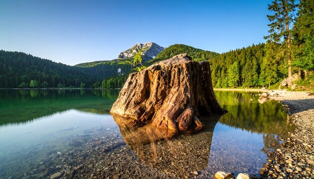 Lakeside tree stump reflection (1)