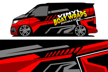 Van livery design vector. Abstract racing style background for vehicle vinyl sticker wrap