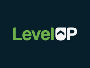 Level Up Logo with Abstract Upward Arrow in U