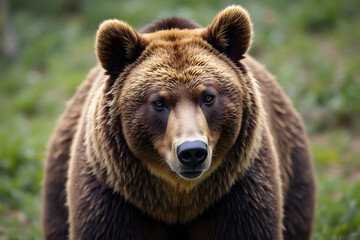 Facing Brown Bear Portrait in Natural Habitat Close Up