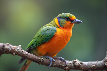 Obraz premium Colorful Bird Perching on Branch in Natural Habitat