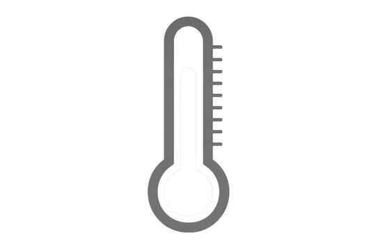 Minimalist thermometer icon displaying temperature measurement, featuring clean design against transparent backdrop