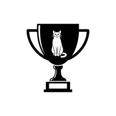 Trophy with Cat Silhouette Minimalist Outline Design Feline Champion.