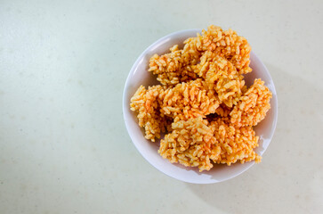 Rengginang or rice cracker, Indonesian traditional snacks made from glutinous rice, savory and crunchy.