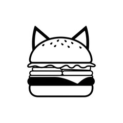Whimsical CatShaped Burger Outline with Unique EarLike Bun Design.