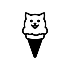 Whimsical CatShaped Ice Cream Cone Outline with Smiling Face.