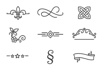 Elegant vintage decorative design elements on gray background