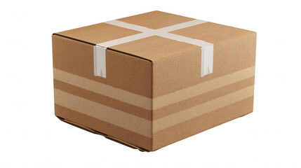 Closed cardboard box with tape