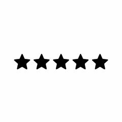 Five black stars arranged horizontally on a white background, symbolizing a perfect rating or excellent quality.