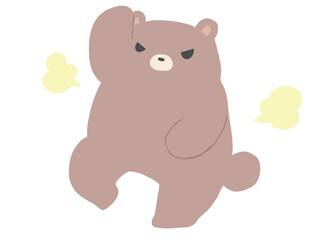 Naklejka premium くま 怒り 主線なし