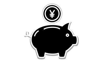節約や貯蓄を示す豚の貯金箱イラストアイコン