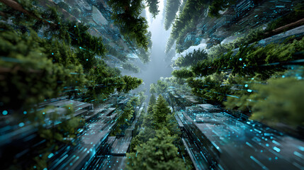 Abstract Technology Background Depicting ESG (Environmental, Social, and Governance) Themes with Futuristic Digital Design