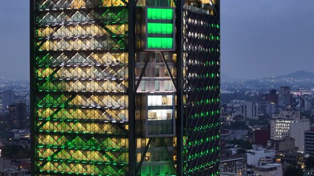 elevational shot of building iluminated in mexico city