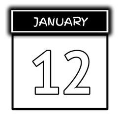 black color calendar frame January month date 13