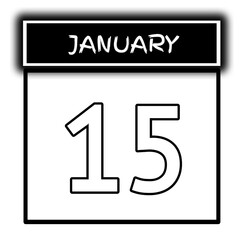 black color calendar frame January month date 15