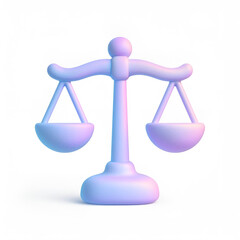 3D Justice Scale in Purple and Blue Gradient — Legal or Ethical Balance Concept
