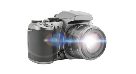 Fototapeta premium Professional Digital Camera with Lens Flare PNG for Photography Enthusiasts