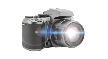 Professional Digital Camera with Lens Flare PNG for Photography Enthusiasts
