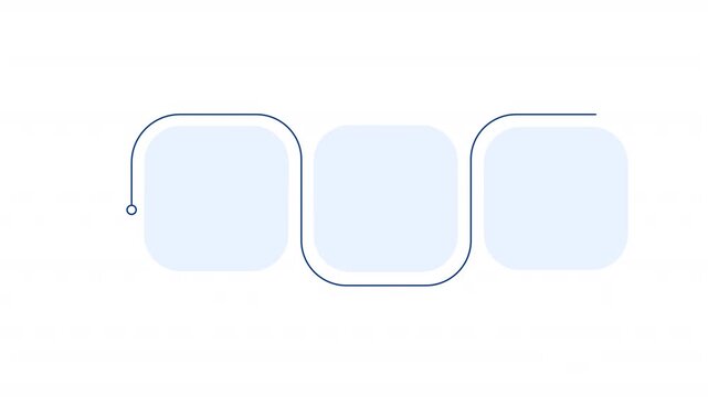 Products presentation blue square infographic 3 steps template animation. Sequence options HD video. Animated blank diagram visualization. Process layout empty design element. Motion graphics