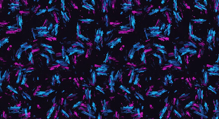 Abstract pattern of vibrant, multicolored brushstrokes on a dark background.