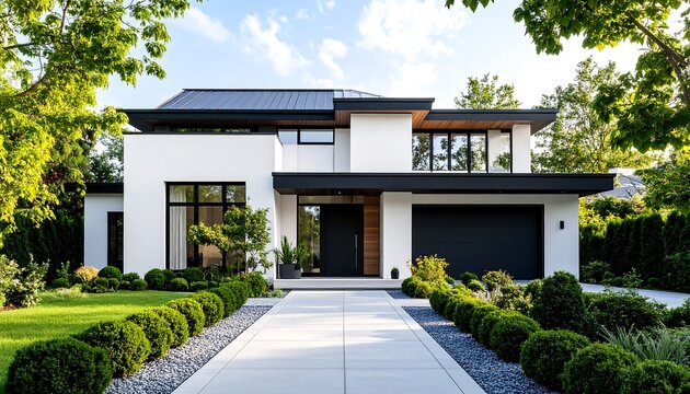 Modern house exterior, with landscaping