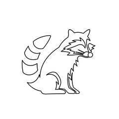 A large black outline raccoon symbol on the center. Illustration on transparent background