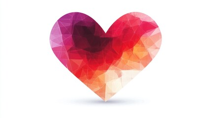 Abstract heart shape, vibrant polygon design, simple background, digital art, graphic design, decorative, template, for Valentine's Day, background image
