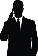 Elegant silhouette of a businessman engaged in conversation over the telephone while communicating