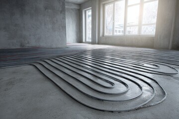 Underfloor heating installation on a concrete floor