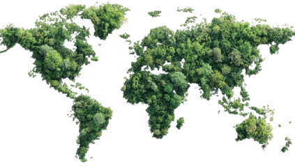 Global forest map, lush green