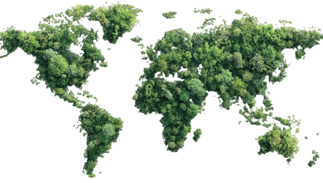 Global forest map, lush green